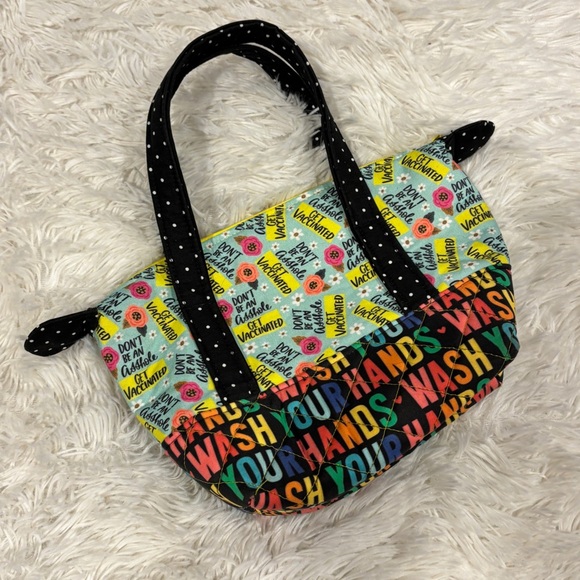 Handmade Quilted Vaccinated Small Tote Bag Purse - Picture 1 of 10
